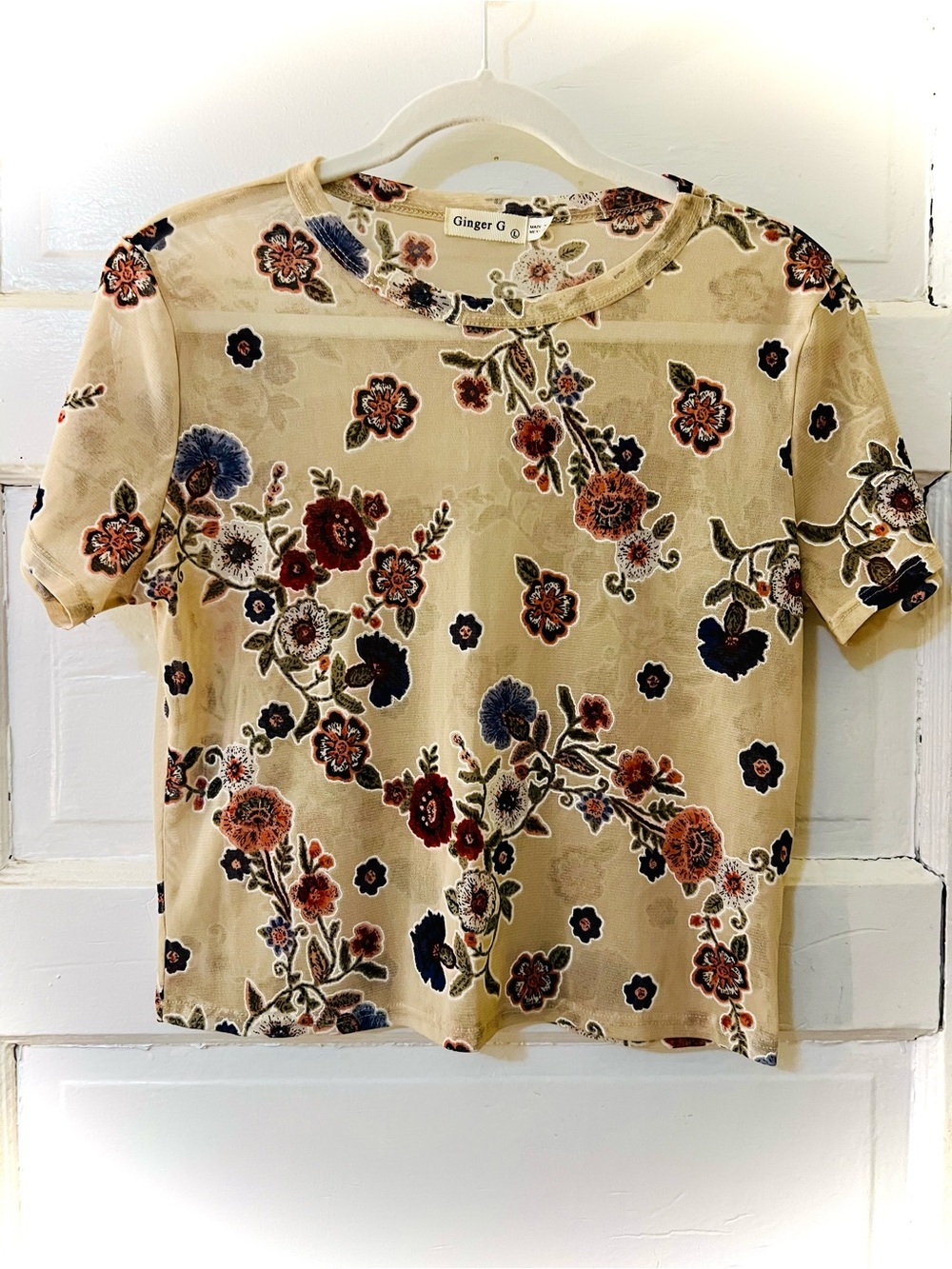 Ginger G Short Sleeve Floral Mesh Top